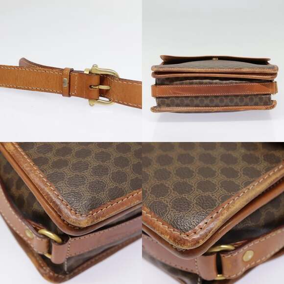 CELINE Macadam Canvas Shoulder Bag Pvc Leather Brown Gold - Picture 10 of 13